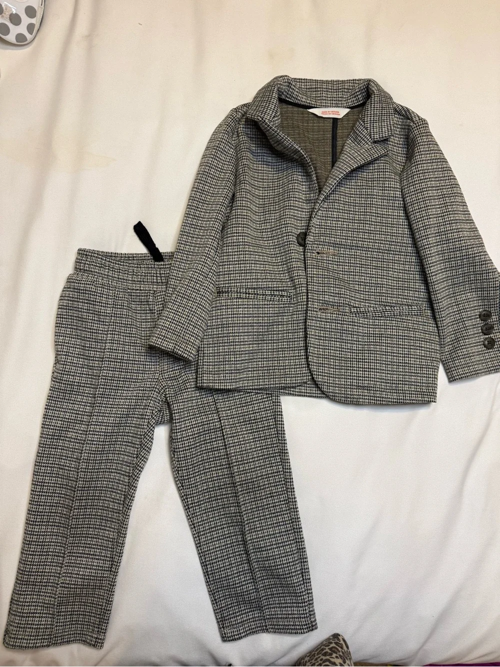 Cat & Jack Brown and White Glen Plaid Blazer and Pants Set